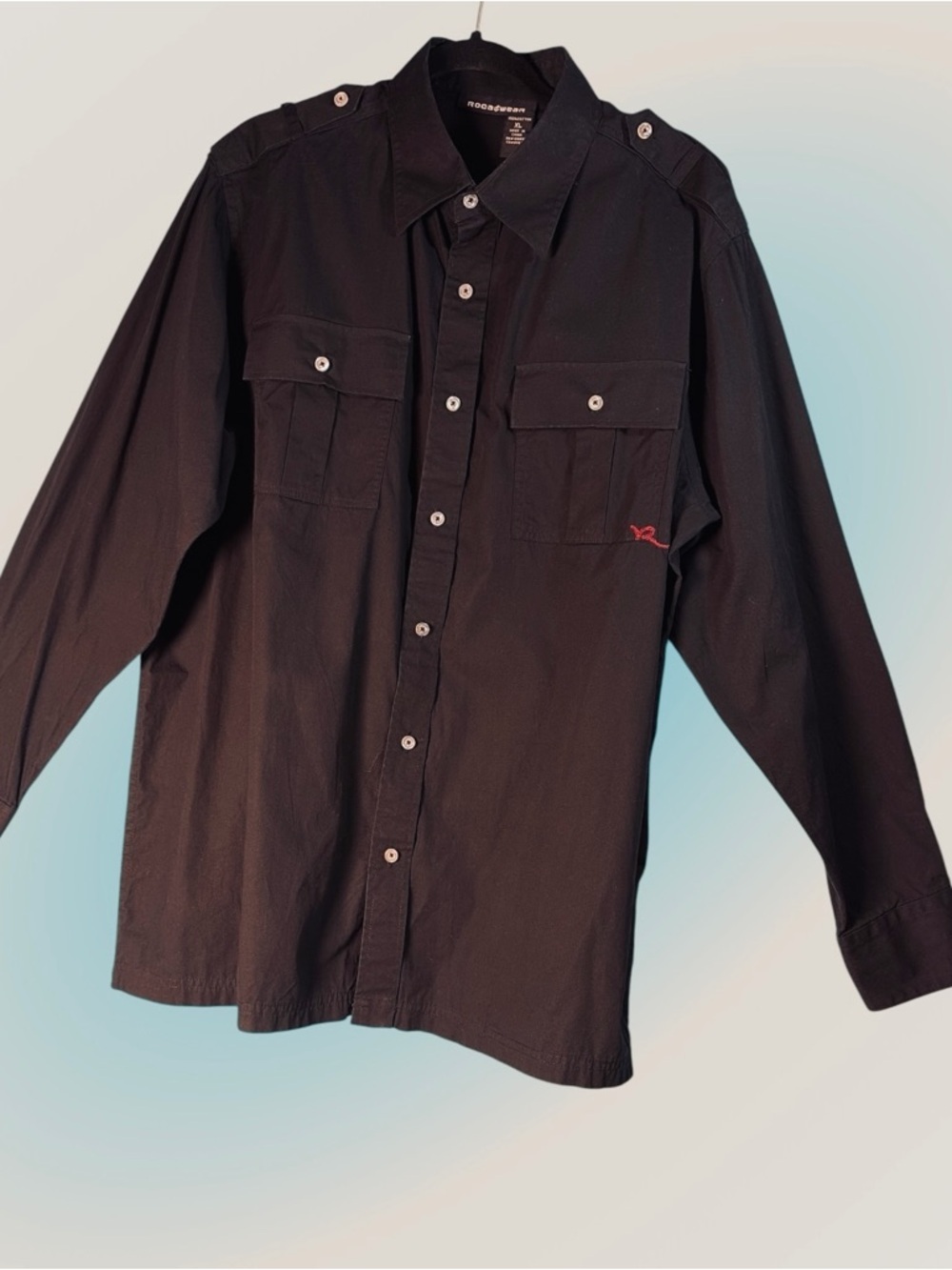 Roca Wear Men's Western Shirt Button Down Black Xl Long Sleeve